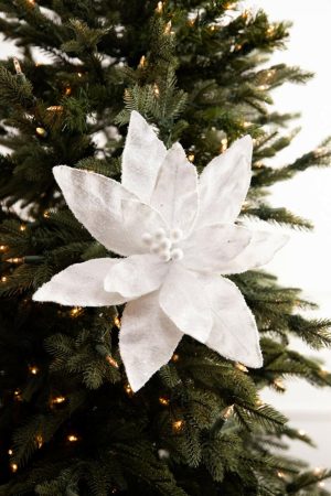 Christmas Flowers | 22" Sugar Poinsettia Stem Christmas Decor Christmas Flowers