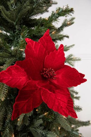 Christmas Flowers | 22" X 13" Red Poinsettia Stem Christmas Decor Christmas Flowers