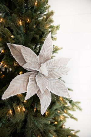 Christmas Flowers | 22" X 14.5" Taupe Sugar Poinsettia Stem Christmas Decor Christmas Flowers