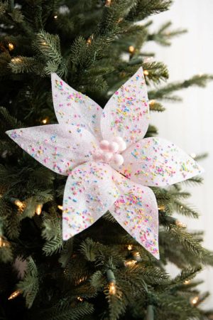 Christmas Flowers | 24" X 12" Pink Sprinkles Candy Poinsettia Christmas Decor Christmas Flowers