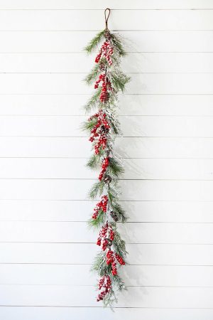 Christmas Garlands | 5′ Mix Pine Snow Berry Garland Christmas Garlands Christmas Garlands