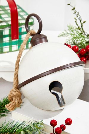 Christmas Ornaments | 10" White Metal Bell Ornament Christmas Decor Christmas Ornaments