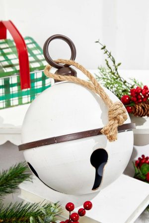 Christmas Ornaments | 12" X 8" White Metal Bell Ornament Christmas Decor Christmas Ornaments