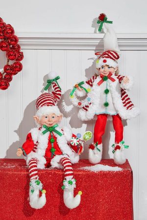 Christmas Ornaments | 17" Fabric Bendable Candy Elf Ornament Christmas Decor Christmas Ornaments