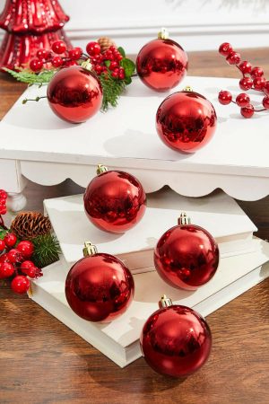 Christmas Ornaments | 2.5" Burgundy Shiny Ball Ornaments – Set Of 12 Christmas Decor Burgundy