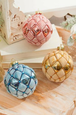 Christmas Ornaments | 4" Glass Jewel Ball Ornament Christmas Decor Christmas Ornaments