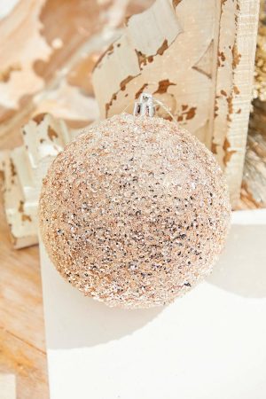 Christmas Ornaments | 4" Rose Gold Beaded Ball Ornament Christmas Decor Christmas Ornaments