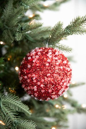 Christmas Ornaments | 5.5" Diamond Ice Bead Ball Ornament – Red Christmas Decor Christmas Ornaments