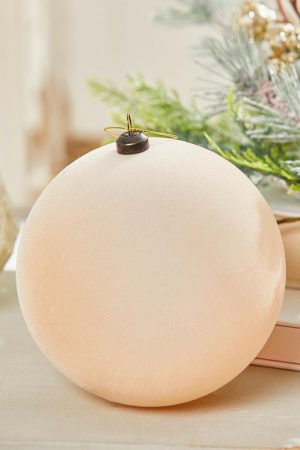 Christmas Ornaments | 5" Ball Ornament – Taupe Christmas Decor Christmas Ornaments