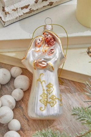 Christmas Ornaments | 5" Glass Holy Family Ornament Christmas Decor Christmas Ornaments