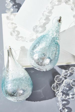 Christmas Ornaments | 6" Blue Glass Drop Ornament Christmas Decor Blue