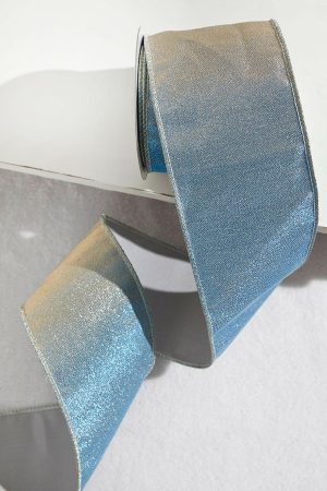 Christmas Ribbon | 4" X 5 Yard Blue Splash W/ Fused Tissue Back Ribbon Christmas Decor Christmas Ribbon