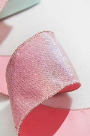 Christmas Ribbon | 4" X 5 Yard Pink Splash With Fused Tissue Back Ribbon Christmas Decor Christmas Ribbon