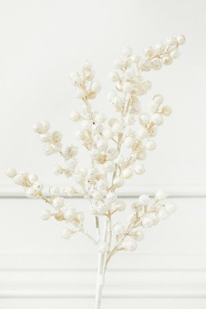 Christmas Sprays | 27" Beaded Iced Berry Spray – White Christmas Decor Christmas Sprays