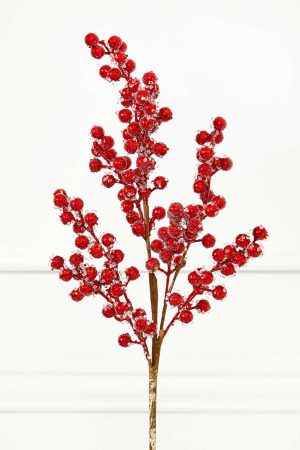 Christmas Sprays | 27" Beaded Iced Red Berry Spray Christmas Decor Christmas Sprays