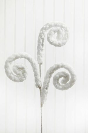 Christmas Sprays | 28" Spiral Curly Spray – White Christmas Decor Christmas Sprays