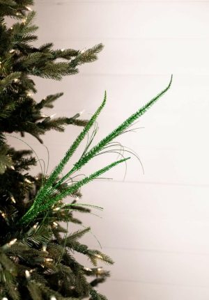 Christmas Sprays | 34" Green Glitter Triple Reed Grass Spray Christmas Decor Christmas Sprays