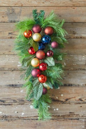 Christmas Teardrops | 32" Christmas Pine/Ball Swag Christmas Greenery Christmas Teardrops