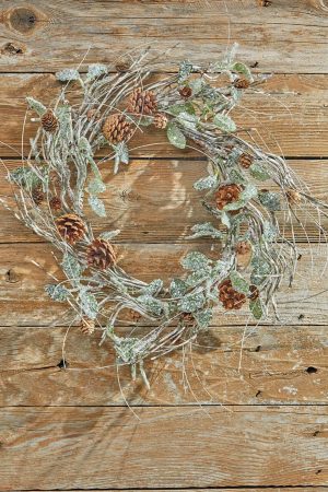 Christmas Wreaths | 20" Birch/Leaf/Pinecone Wreath Christmas Greenery Christmas Wreaths