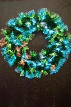 Christmas Wreaths | 24" Fiber Optic Wreath – Multicolor Christmas Greenery Christmas Wreaths