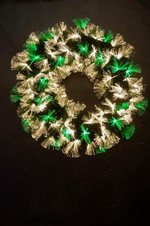 Christmas Wreaths | 24" Fiber Optic Wreath – Multicolor With White Christmas Greenery Christmas Wreaths