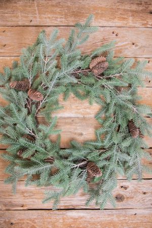 Christmas Wreaths | 24" Fir Pine Wreath With Cones Christmas Greenery Christmas Wreaths