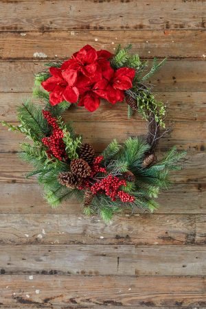 Christmas Wreaths | 30" Christmas Amaryllis/Pine Wreath Christmas Greenery Christmas Wreaths