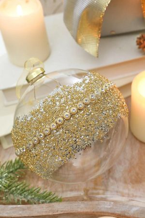 Glass Ornaments | 5" Glass Jewel Ball Ornament Christmas Decor Christmas Ornaments