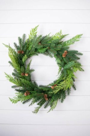 Natural Greenery | 24" Just Cut Woodland Pines Real Touch Wreath Christmas Greenery Christmas Wreaths