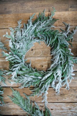 Natural Greenery | 24" Real Touch Flocked Norfolk Wreath Christmas Greenery Christmas Wreaths