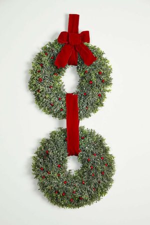 Natural Greenery | 31" Frost Berry Boxwood Double Wreath Christmas Greenery Christmas Wreaths