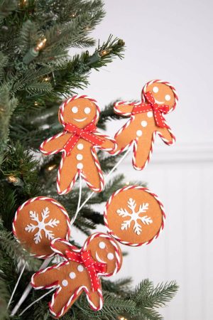 Christmas Sprays | 27" Gingerbread Spray With Peppermint Outline Christmas Decor Christmas Sprays