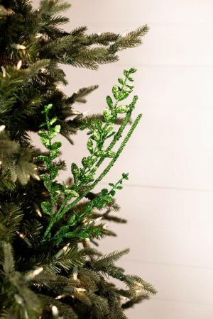 Christmas Sprays | 29" Green Glitter Boxwood Berry Spray Christmas Decor Christmas Sprays