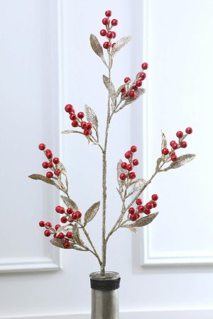 Christmas Sprays | 32" Winter Berry Branch Christmas Decor Champagne