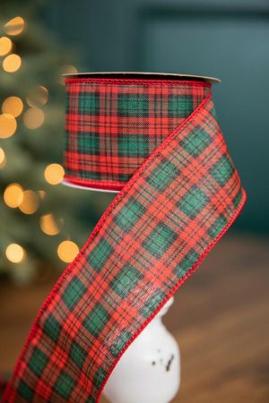 Christmas Ribbon | 2.5" X 10 Yard Green/Red/Plaid Ribbon Christmas Decor Christmas Ribbon