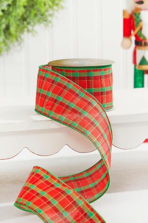 Christmas Ribbon | 2.5" X 10 Yard Plaid Red & Green Christmas Ribbon Christmas Decor Christmas Ribbon