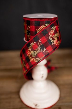 Christmas Ribbon | 2.5" X 10 Yard Reindeer Plaid Christmas Ribbon Christmas Decor Christmas Ribbon