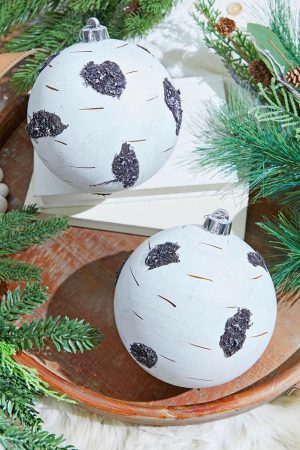 Christmas Ornaments | 15 Cm Birch Ball Christmas Ornaments-Set Of 2 Christmas Decor Christmas Ornaments