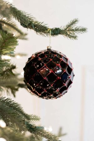 Christmas Ornaments | 12 Cm Dark Red Honeycomb Christmas Ball Ornament Christmas Decor Christmas Ornaments